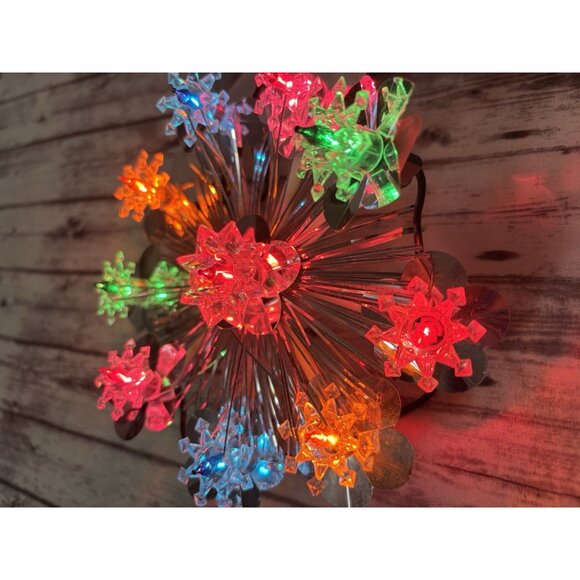 PAIR Christmas Wall Hanging Tree Toppers Snowflake Decor Multicolored Lights 6” - Picture 2 of 15